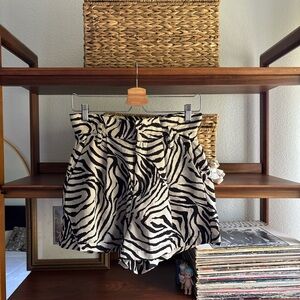 Zara Black and White Zebra Print High Waist Shorts